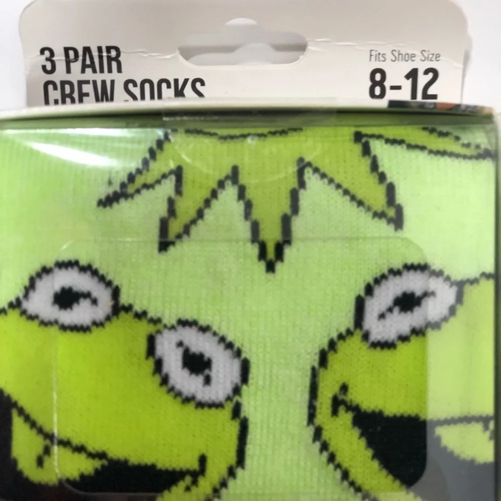 THE MUPPETS 3 Pair Crew Socks 8-12 NEW